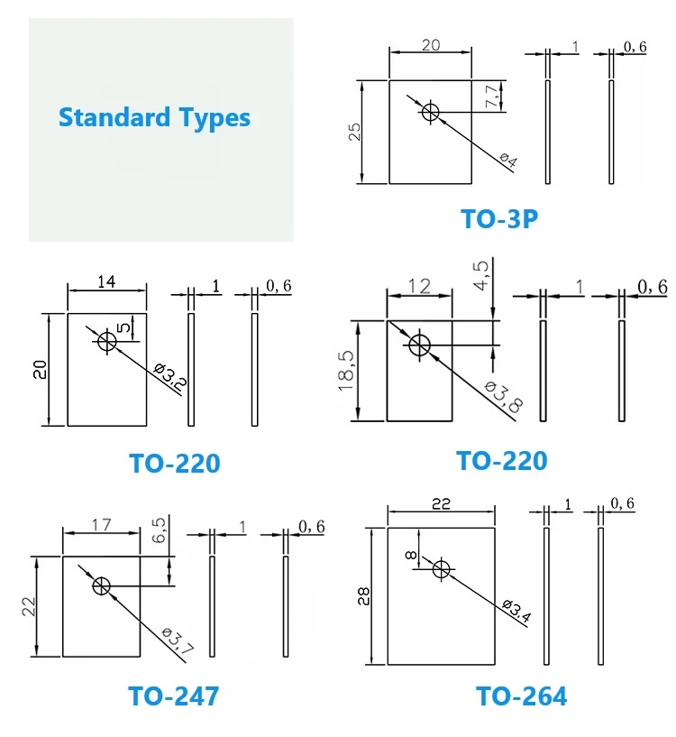 STANDARD TYPES THERMAL PAD FOR POWER TANSISTOR STANDARD TYPES THERMAL PAD FOR POWER TANSISTOR